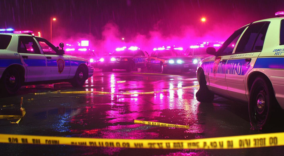 Police cars standing at an accident scene